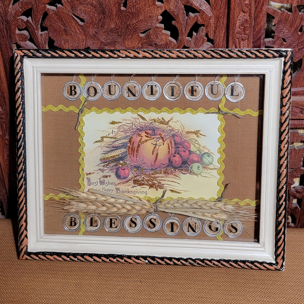 Vintage Style Mixed Media "Bountiful Blessings" Picture